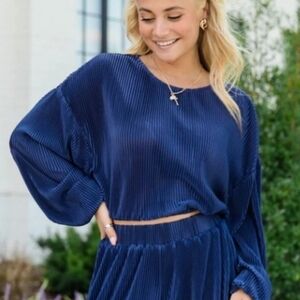 Pink Lily Navy Spilt Jumpsuit